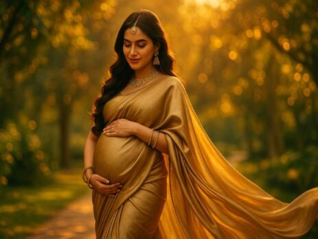 Indian woman during maternity photoshoot in Gurgaon park