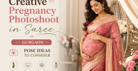 Creative Pregnancy Photoshoot in Saree Gurgaon- Pose Ideas To Consider