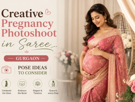 Creative Pregnancy Photoshoot in Saree Gurgaon- Pose Ideas To Consider
