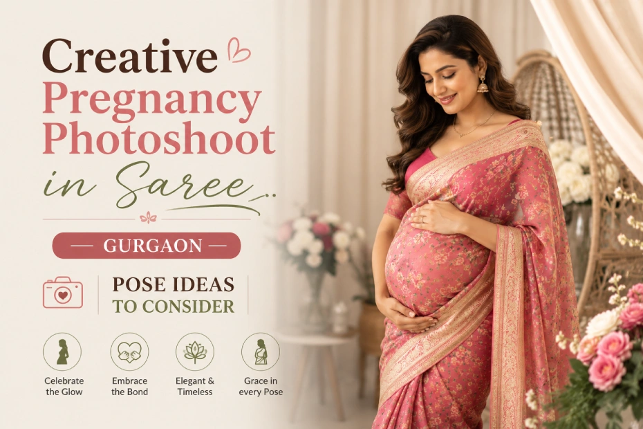 Creative Pregnancy Photoshoot in Saree Gurgaon- Pose Ideas To Consider